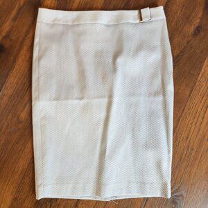 Pretty Spring Blue Tweed Knee Length Skirt with Buckle and Back Slit